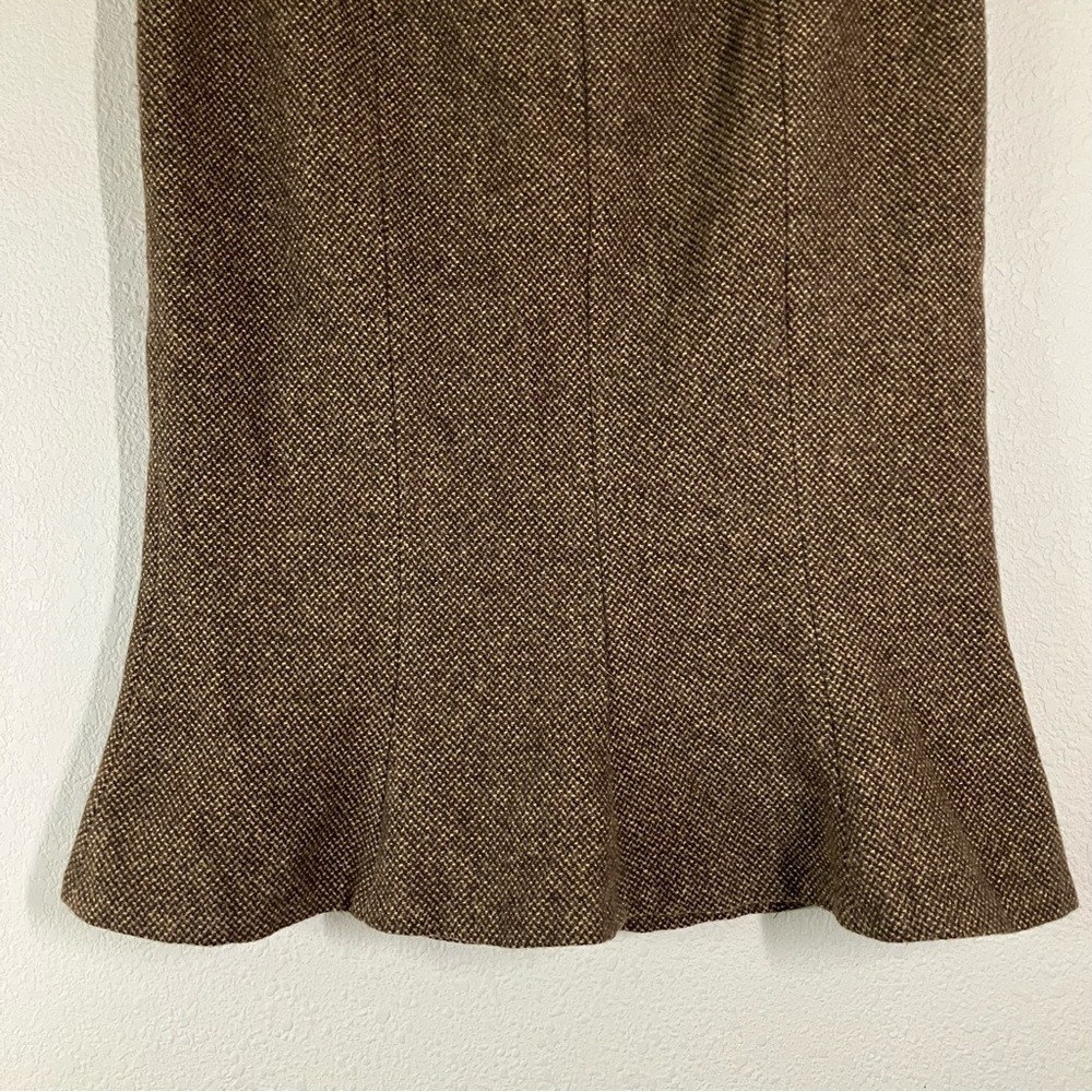 LAUREN RL Tweed Trumpet Skirt Brown Virgin Wool Old Money Heritage Academia 10 - Picture 4 of 9